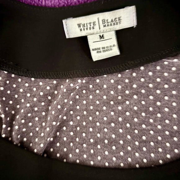 WHITE HOUSE BLACK MARKET Black and White Polka Dot Women's Top - Picture 2 of 6